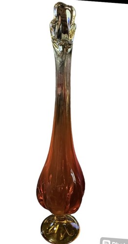 VINTAGE VIKING AMBERINA SWUNG VASE 6 PETAL