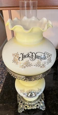 Vintage Jack Daniels Hurricane Lamp 3 Way lighting Key Turn Parlor Lamp