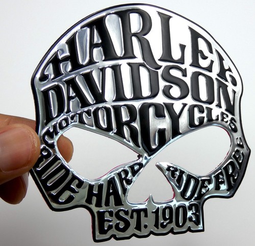 1x Harley Davidson Skull Emblem Motorcycle Fuel Tank Gas Badge Decal 3.5" x 3.5" - Picture 12 of 21