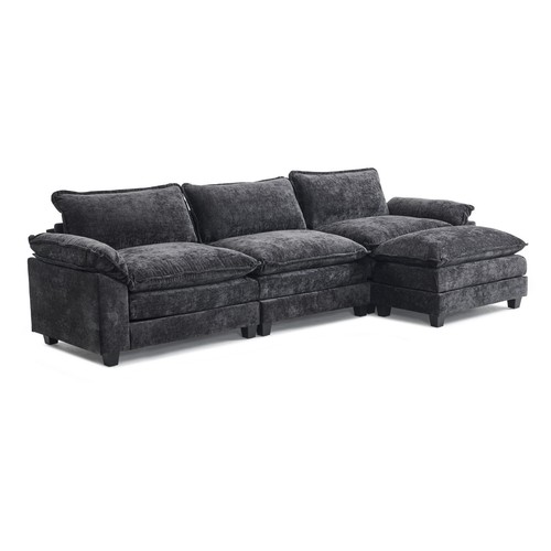 122'' Sectional Sofa Set with Convertible Footstool Living Room Furniture Couch - Picture 3 of 27