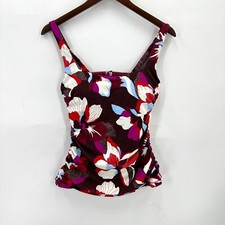 Athleta Top Womens Square Neck Bra Cup Tankini Removal Pads Floral Multi 36B/C