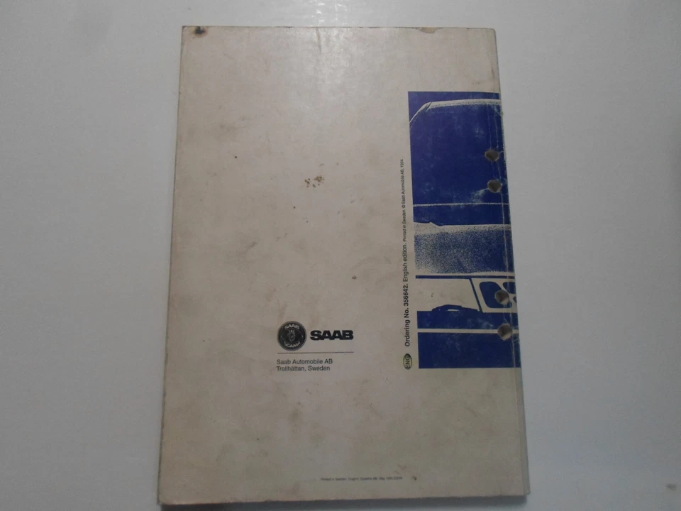 1988 1994 Saab 9000 8:6 Airbag Servizio Riparazione Negozio Manuale Worn Tinto - Immagine 4 di 4