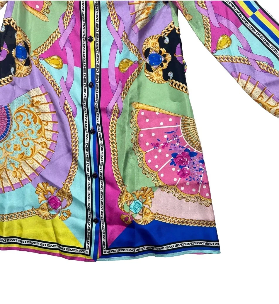 Abito camicia VERSACE donna ragazza stampa seta taglia:12 anni donna XS NUOVO PREZZO DI LISTINO:490