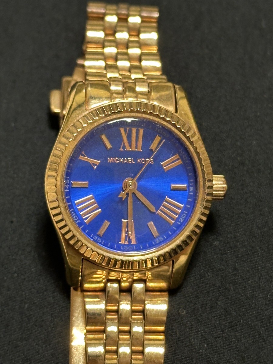 Michael Kors Lexington Petite Watch Gold Blue Dial MK3272  display picture 2