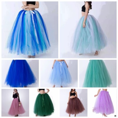 Tutu Maxirock Damen Tüll Schichten Langrock Hochzeit Prom Unterrock Petticoat