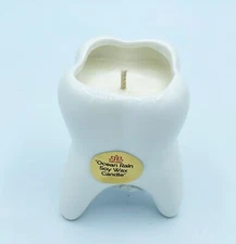 1 MINI MOLAR TOOTH Soy Wax Candle "Ocean Rain" Scent in Glazed Ceramic Vase