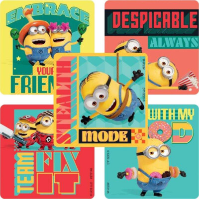 25 Despicable Me 4 Minions Stickers, 2.5'' x 2.5'' each, Party Favors