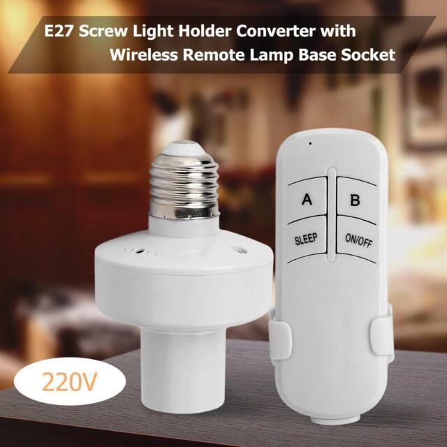 E27 Screw Base Wireless Remote Control Light Lamp Bulb Holder Cap Socket Switch 220V