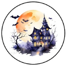 WATERCOLOR HAUNTED HOUSE HALLOWEEN ENVELOPE SEALS LABELS STICKERS PARTY FAVORS