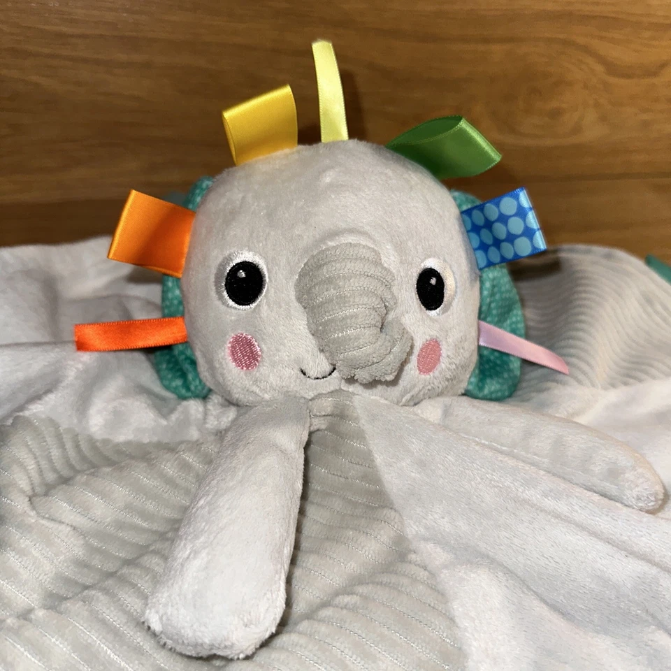 Плюшевое детское защитное одеяло Bright Start Taggies Elephant Lovey для младенцев бирюзовый цвет - Изображение 2 из 4