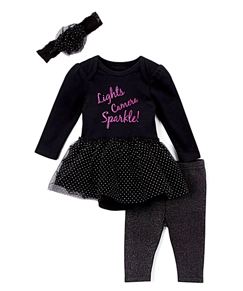 NUEVO CON ETIQUETAS Vitaminas Bebé Infante Niñas Tres Piezas Vacaciones Brillante Body Leggings Talla 9M Foto 2 de 2