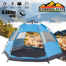 4 Person [DOUBLE LAYERS+2 DOORS] Camping Tent Portable Hiking Dome Instant Cabin