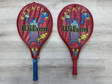 Set Of Wilson Rakattak Tennis Racquets W/ Red Zip Covers 23 25 Blue