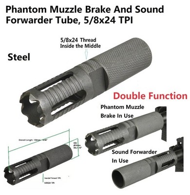 Steel 5/8x24 TPI Forwarder Muzzle Brake, Double Function