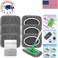 6-Pack Microfiber Mop Pads: Reusable Swiffer-Compatible Chenille Cloths in Grey