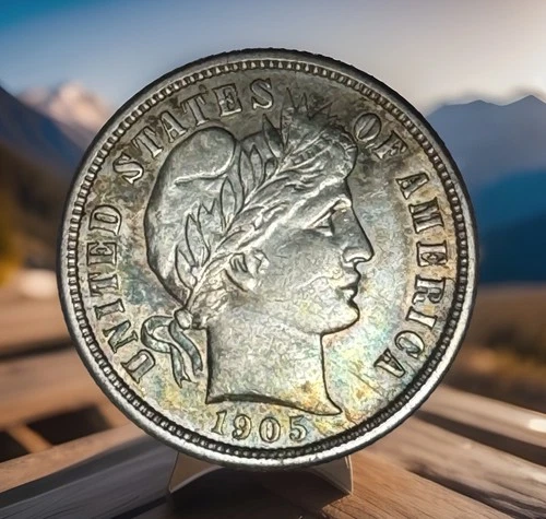 1905-s 10c Barber Dime Choice AU Tougher Date