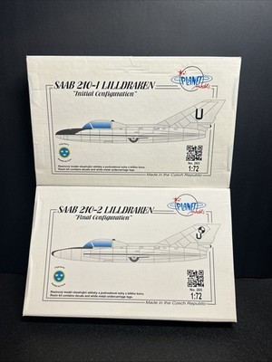 Planet Models 1:72 Lot Of 2 SAAB 210-1 & 210-2 Lilldraken Final Configuration