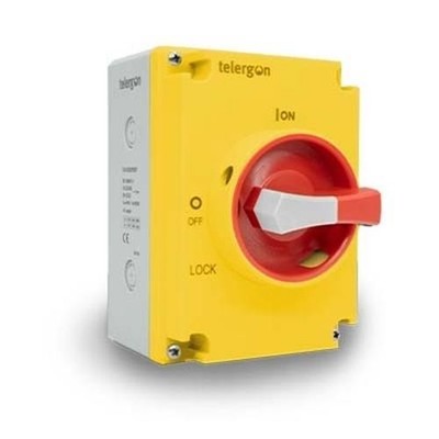 Telergon S3 Lasttrennschalter 3P+N 100A Kunststoffgehäuse rot/gelber Griff