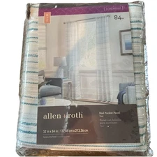 allen + roth  84” Teal Polyester Light Filtering Rod Pocket Single Curtain Panel