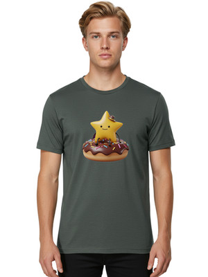 Star-On-Donut-3 Mens Graphic Tee, 100% Cotton, Casual Summer Wear