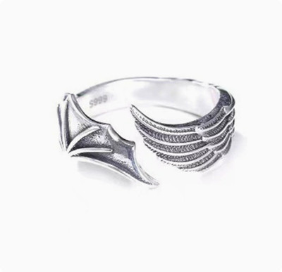 Paar Thai Silber Ring mit Engel und Teufelsflügeln Design für Modeliebhaber