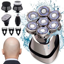 7D Waterproof Electric Head Shaver: 7 Rotary Blades for Men's Bald Head Shaving