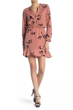 Joie Pink Acey Floral Long Sleeve Dress Size XS
