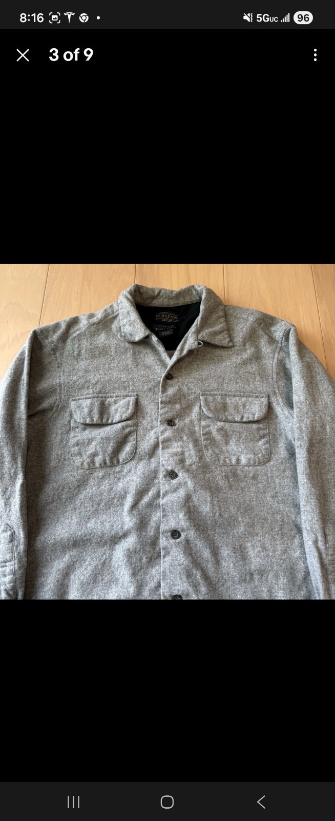 Pendleton Board Shirt Medium Gray Loop Collar Woo… - image 3