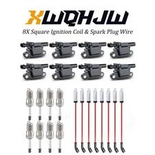 8Pack Square Ignition Coil Spark Plug Wire Fit For Chevy GMC 4.8L 5.3L 6.0L 6.2L