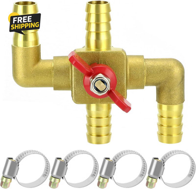 Solid Brass 5/8'' 4-Way Heater Control Valve with Switch, 16Mm Hose Barb
