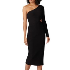 Bec & Bridge Black Cocktail Bodycon Dress XS Midi Cutout Party Designer $260