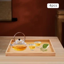 Bamboo Serving Trays 4pcs Modern Kitchen Trays For Hold Fruits Cakes Drinks