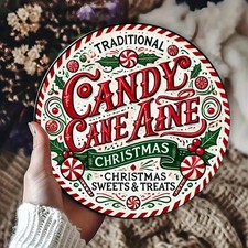 Christmas Wreath Gingerbread House Tin Metal Signs Home D cor 8x8