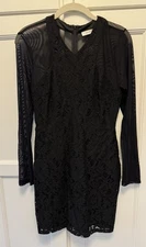 Lush Black Bodycon Long Sleeve V-Neck Dress