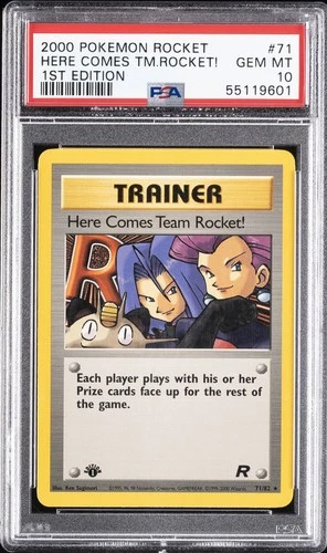 2000 POKEMON ROCKET 1ST EDITION #71 HERE COMES TEAM ROCKET! PSA 10