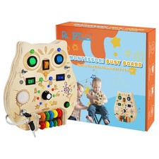 Montessori Busy Board Wooden Sensory Toys With LED Light Switch For Toddlers