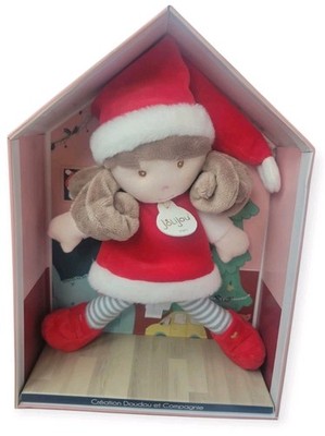 Jolijou Paris Pretty Christmas Plush Doll Long Brown Curly Hair Brown Eyes...