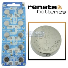 Ten (10) Renata 303 Watch Battery SR44SW SWISS MADE, 0% MERCURY