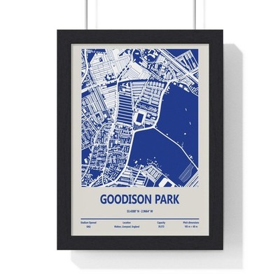 Goodison Park Stadium Liverpool Football Stadium Map Poster Wall Art Print Gift