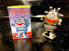 Vintage ROBOT 5" MTU Wind Up Litho Tin Revolving  Walking Robot Toy with Box