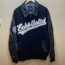 Vintage Ecko Varsity Jacket Mens L Black Leat...