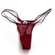 PINK Victoria's Secret Thong Panty Red Lacquer Strappy Mesh Micro S M L XL 2XL