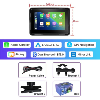 5/7'' Motorrad GPS DVR Display - Wireless CarPlay Android Auto Navigation Bildschirm