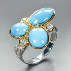 Unique jewelry Natural Turquoise Ring 925 Sterling Silver Size 7 /R465443