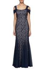 Alex Evenings Long Cold Shoulder, Mother of The Bride Gown Sz 16 NWT Retail: 239