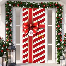 Christmas Door Cover Decoration Merry Box Bowknot Photography One Size, Red
