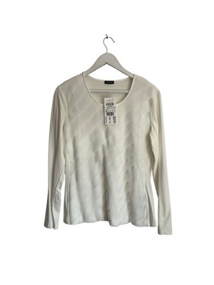 Gerry Weber elfenbeinfarbenes Oberteil Langarm strukturiert vorne neu UVP 65 £ dehnbar Größe 14