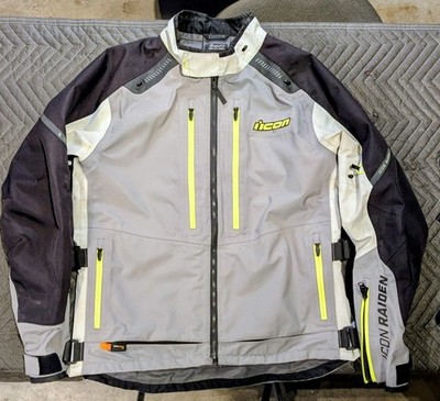 Icon Raiden Waterproof Laminate Adventure Jacket XL Grey Excellent Condition