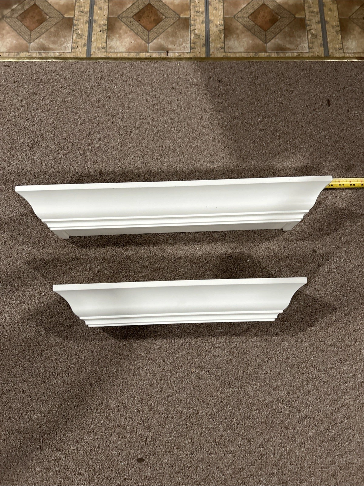 Two Wall-Mounted Shelves18” &24” White Finish With Plate Groove And Hardware