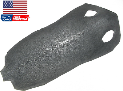 #ad Genuine Polished Stingray Shagreen Skin Leather Soft Hide Pelt Grade a Black $74.66